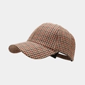 Classic houndstooth baseball cap in red and brown autumn plaid pattern for men and women - M (56-58cm) / Color 3 (Red Brown Houndstooth)