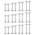 Set of 12 pairs of silver stainless steel ball stud earrings with various bar lengths - Silver Piercing Jewelry Set (36048)