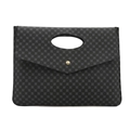 Minimalist envelope clutch bag with geometric pattern and gold snap closure - Black