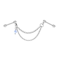 Piercing industriel argenté avec doubles chaînes et pendentif perle bleu clair - Style de Perle Bleue