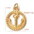 Gold stainless steel anchor pendant with rope border, size 1.9cm x 1.6cm for DIY jewelry - BXGPJ092-Rope Textured Anchor Pendant