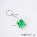 Porte-clés mini chope de bière avec liquide vert, hauteur 3,7 cm, charme acrylique - Cocktail Vert - Style Porte-clés