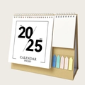 Calendrier de bureau 2025 en papier kraft avec notes adhésives et design épuré - K05 Minimaliste avec notes autocollantes 2026.7-2027.12