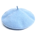 Classic light blue wool beret hat for women with a minimalist winter design - M (56-58cm) / Sky Blue