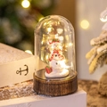 Christmas snowman night light in glass dome with LED warm white string lights - Snowman Dome
