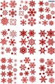 Sparkling red glitter snowflake and star static window stickers for Christmas decor - 20x30cm x 9 Sheets / Red
