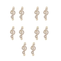 Close-up of ten gold treble clef charms with crystals on a clean white background - 3# G-Clef / Music Note