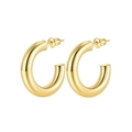 Thick C-shaped chunky hoop earrings with 18k gold plated finish and high-shine surface - Gold