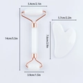 Detailed size dimensions of resin jade roller and heart-shaped gua sha tool set - Resin Roller + White Gua Sha Board