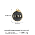Detailed macro of a gold-edged black enamel pendant featuring the engraved 11:11 number - 14K Gold 11:11 (Black)