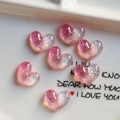 Macro shot of glitter gradient resin heart charms for DIY crafts and hair accessories - Single Piece (2cm) / Pink Heart