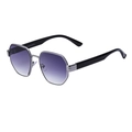 Lunettes de soleil octogonales à la mode avec verres dégradés violets et monture en argent - Gris Fusil Clair Noir Double Gris