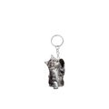 Double-sided acrylic tuxedo cat keychain with long-haired grey and white cat charm - Grasping Grey and White Longhair Cat