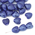 Polished navy blue ceramic heart beads for DIY jewelry making and handmade bracelets - Sapphire Blue