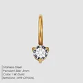 14K gold plated stainless steel 3mm April birthstone crystal pendant for jewelry DIY - April White - Gold