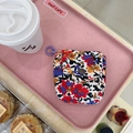 Mini borsa portaoggetti con stampa floreale leopardata e gancio viola - Vivace Motivo Floreale