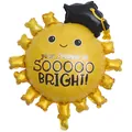 Smiley sun graduation foil balloon with black mortarboard hat for party decoration - Graduation Doctoral Hat Sun Balloon