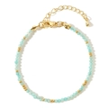 Bohemian style beaded bracelet featuring cyan natural stones with adjustable gold clasp - Cyan Blue Style (B-B24071901C)
