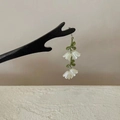 Minimalist black branch wooden hair fork with delicate white lily of the valley charms - 4-Gardenia Style