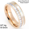 Anello largo in oro rosa con inserto in conchiglia e pietre di zirconia, misura 6-9 - US 6 / Oro rosa