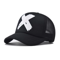 Classic black trucker hat featuring a large white 3D printed X design on front panel - White