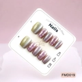 Unghie finte fatte a mano effetto occhio di gatto con decorazioni floreali viola - XS / Stile Occhio di Gatto Gradiente Caramella Fuochi d'Artificio (FMD019)