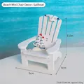 Miniature Mediterranean beach chair decor with seashells and sailboat for sea scenery - White Beach Chair-Sailboat (7310B-03)