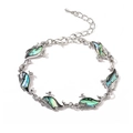 Silver whale charm bracelet with colorful abalone shell inlay for a beach ocean style - Whale/Dolphin