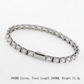 Silver stainless steel tennis bracelet with 4x6mm rectangular zircons, 200mm length - 5mm*20cm (B0085S)