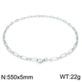 Silver stainless steel geometric link chain necklace measuring 550x5mm and weighing 22g - Necklace 550x5mm(KN202086-Z) / Steel