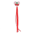 Pink glitter heart magic wand with red cherry detail and flowing ribbons for parties - Pink Glitter Cherry Heart Magic Wand (No. 54)