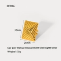 Detail view of gold dragonfly ring with size dimensions 32x25mm and 15.5g weight - Striped Rectangle (DFR186)