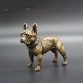 Vintage bronze French Bulldog miniature sculpture with detailed skin folds for home office decor - Large French Bulldog