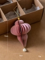Pink honeycomb paper Christmas tree ornament with golden trim and tassel decoration - Pantone Pink Single