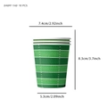 Set of 10 American football party paper cups with green field and yard line pattern - Paper Cups Type A 10PCS