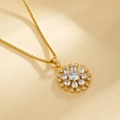 Élégant collier pendentif flocon de neige doré avec cristaux de zircon scintillants - Chaîne de boîte flocon de neige dorée