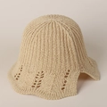 Breathable beige knitted straw hat with floral lace cutout brim for women in summer - M (56-58cm) / Beige