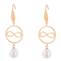 Minimalist infinity hollow hoop earrings in rose gold finish with white pearls - Rose Gold Infinity (KE80055-GC)