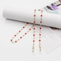 Golden eyewear chain featuring elegant red gemstones and crystal accents for women - Red Rhinestone Beaded