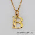 Collana in acciaio inossidabile placcato oro 18K con ciondolo lettera B con zirconi - Lettera B