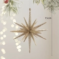 Pendaglio stella di Natale dorata da 15cm con glitter per decorazioni festive dell'albero - Stella esplosiva champagne (Set di 2)