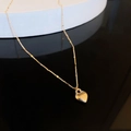Minimalist gold titanium steel necklace with a polished 3D heart pendant for women - 6# Necklace-Gold Heart