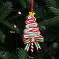 Christmas tree candy ornament in red white and green clay for festive tree decoration - Style G-Red Green White Wavy Stacked Christmas Tree