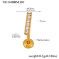 Minimalist gold titanium piercing jewelry set with six round clear zircon stones - Gold Lip Stud (T010)