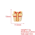 Detailed view of a 13mm 18K gold plated Christmas gift box pendant with size markings - Red Gift Box Style (19#)