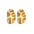 Detail of matte gold water-drop earrings with minimalist wavy texture and 18K plating - Gold Matte Wave Style A
