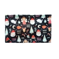 Christmas patterned wide stretchy headband with festive Holly Jolly and Santa motifs - L9-Black Letter Holiday