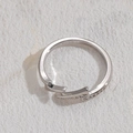 Silver lightning bolt open ring with sparkling cubic zirconia in a minimalist style - Flash / Silver