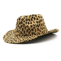 Cappello da cowboy in feltro con stampa leopardata, tesa larga e finitura testurizzata - M (56-58cm) / Stampa leopardata