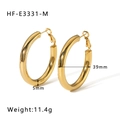 Minimalistische 18K vergulde roestvrijstalen 39mm holle oorringen voor dames - Middelgrote Hoepel (HF-E3331-M)